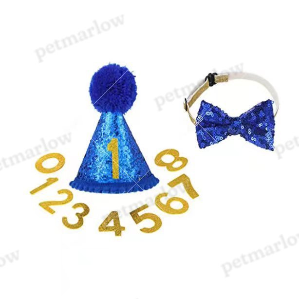 Dog Birthday Party Supplies Scarf Bow Tie Crown Hat With 0-9 Figures – view 6