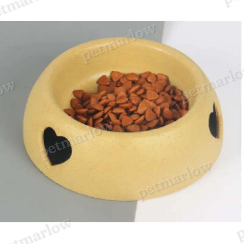 Dog Bowl Made from Natural Material – Food and Water Bowl with Heart Design – view 2