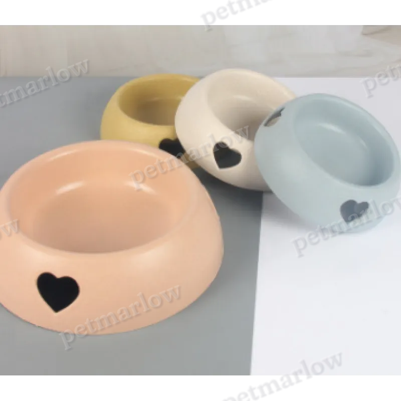 Dog Bowl Made from Natural Material – Food and Water Bowl with Heart Design – view 5