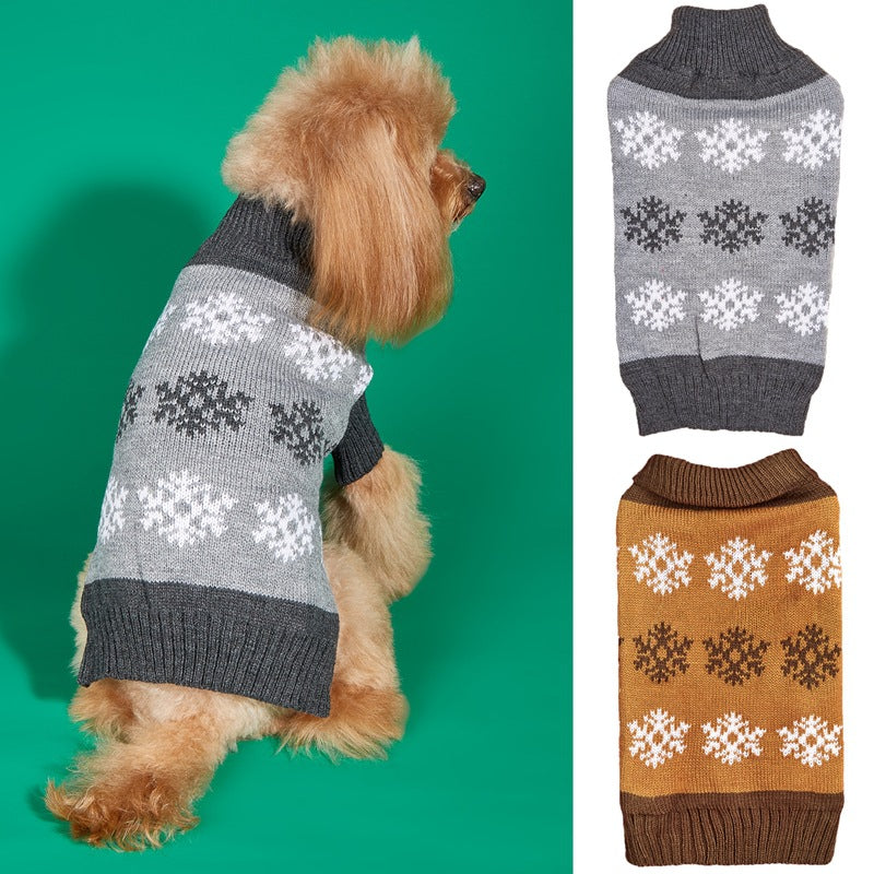 Dog Christmas Sweater in Brown and Gray