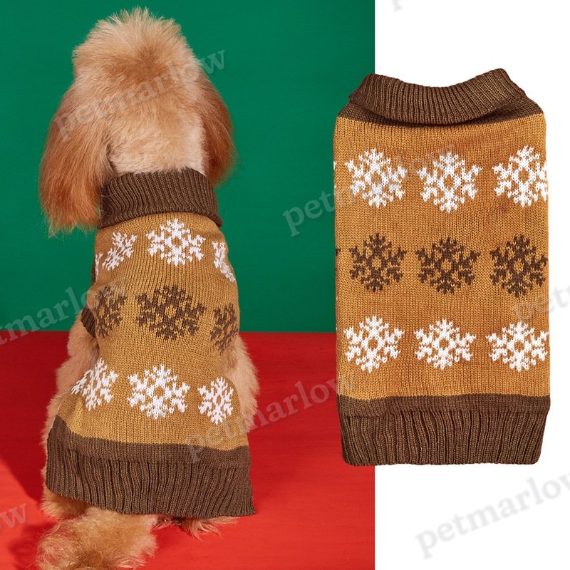 Dog Christmas Sweater in Brown and Gray – view 3