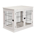 Dog Crate End Table with Lockable Doors for Small Dogs – White / 880x200x690 mm