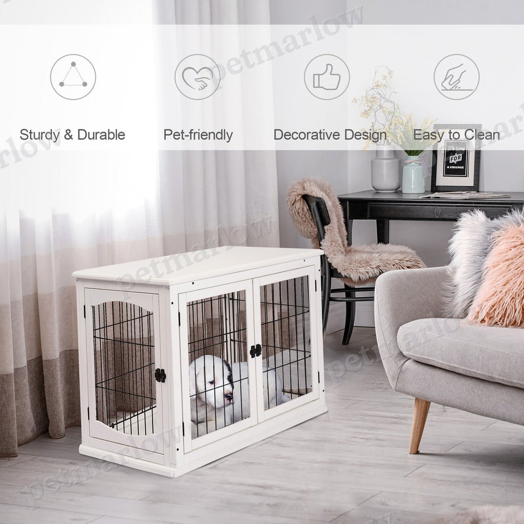 Dog Crate End Table with Lockable Doors for Small Dogs – view 3