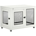 Dog Crate End Table with Water-Resistant Cushion for Large Dogs – Oak