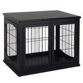 32" Small Dog Cage End Table with Lockable Door – Black / 880x200x690 mm