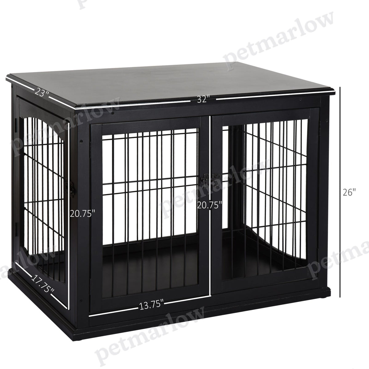 32" Small Dog Cage End Table with Lockable Door – view 6