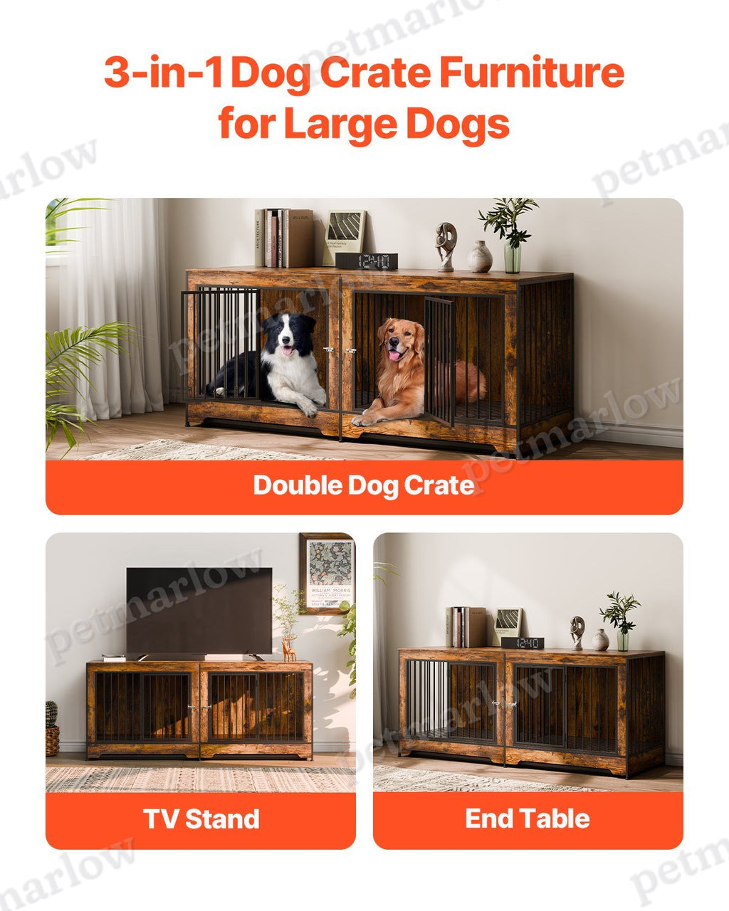 Indoor Wooden Dog Kennel with Divider and Tray – view 4