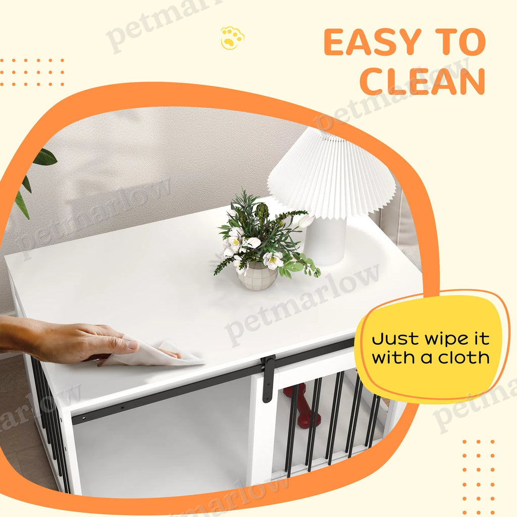 Dog Crate Furniture and Side Table for Large Dogs, White – view 4