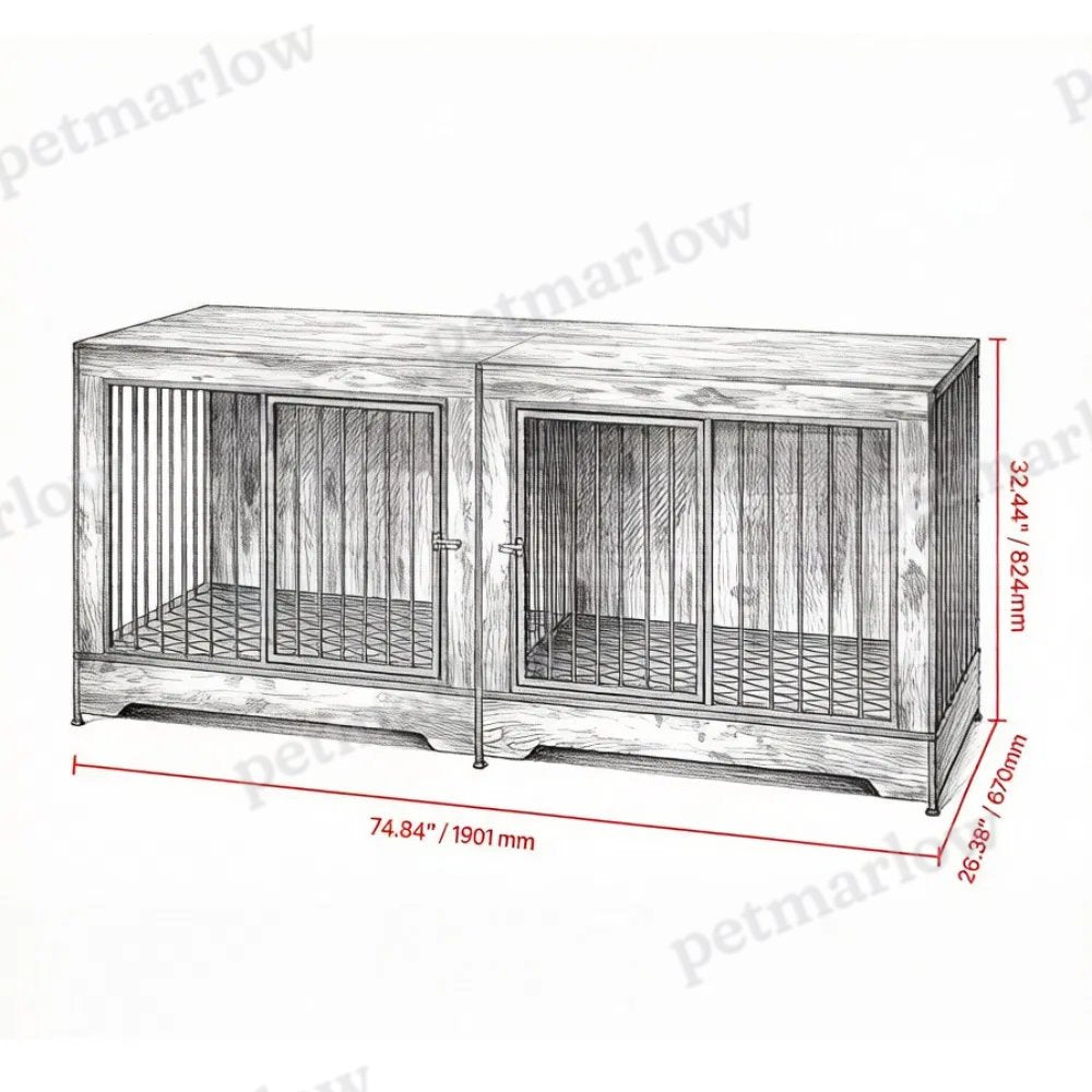 Dog Crate Furniture with Adjustable Divider for Two Dogs – view 5