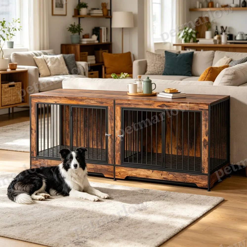 Dog Crate Furniture with Adjustable Divider for Two Dogs – view 6