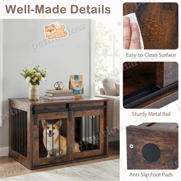 Dog Crate Furniture With Sliding Barn Door for Indoor Use – view 3