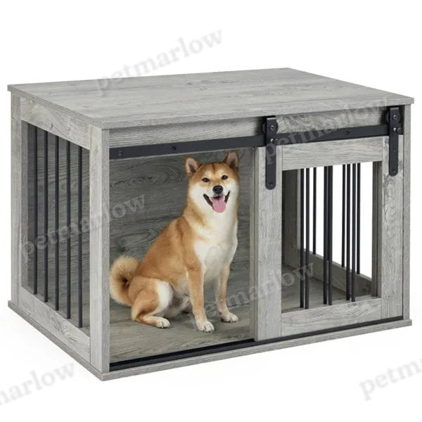 Dog Crate Furniture With Sliding Barn Door for Indoor Use – view 4