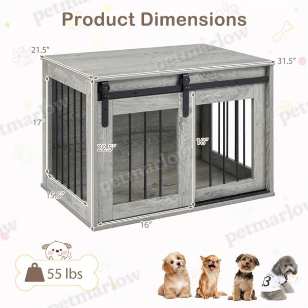 Dog Crate Furniture With Sliding Barn Door for Indoor Use – view 5