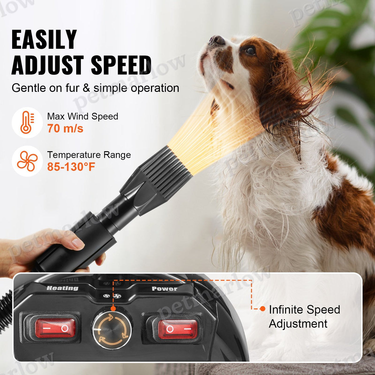 Dog Blow Dryer with Adjustable Speed and Temperature Control – view 6