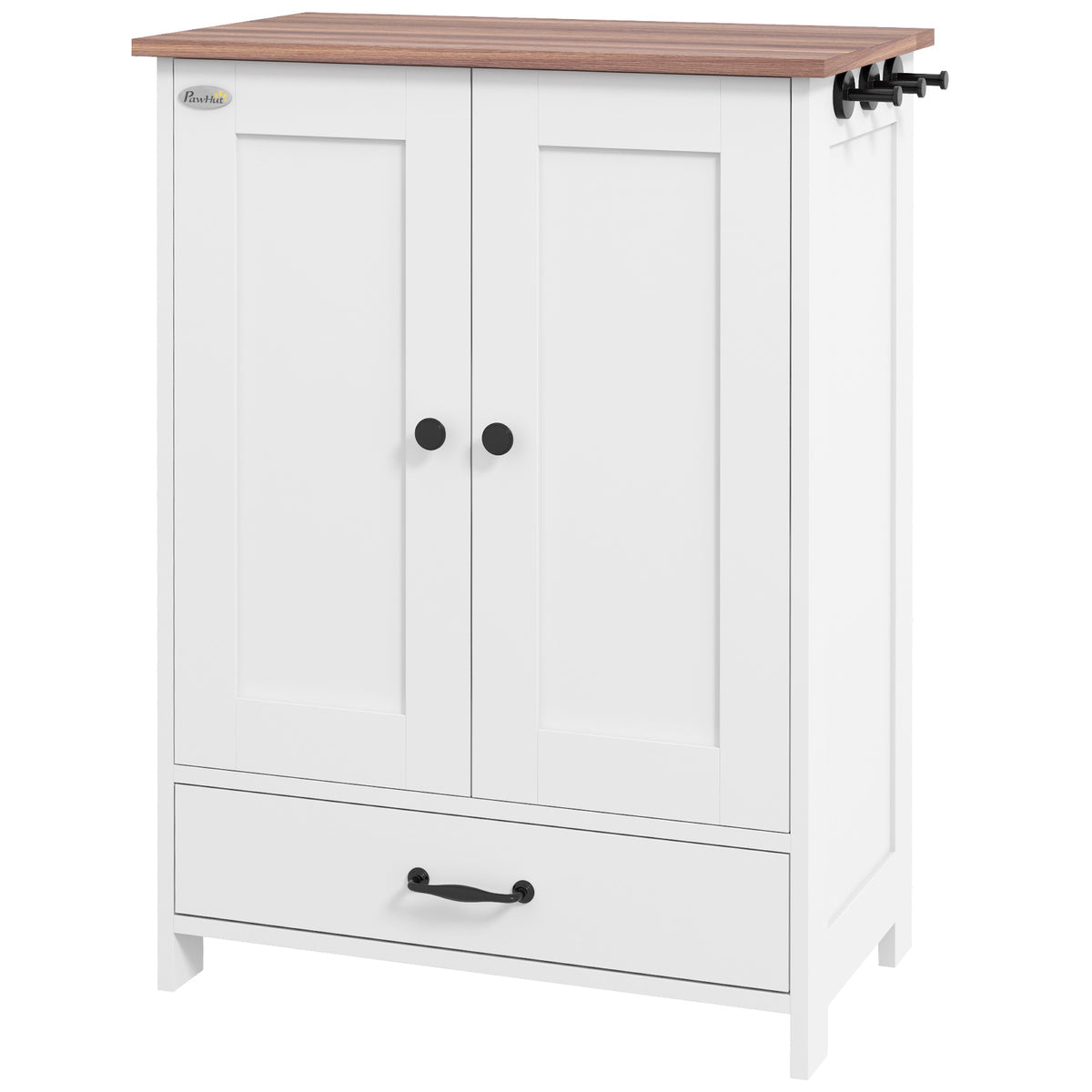 Dog Feeding Station with Storage Cabinet and Adjustable Bowls – White / 915x450x195 mm