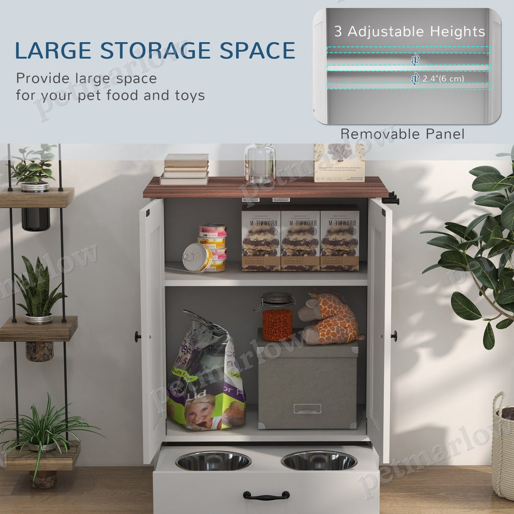 Dog Feeding Station with Storage Cabinet and Adjustable Bowls – view 4