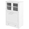 Dog Feeding Station with Storage Cabinets and Bowls – White / 1120x515x218 mm