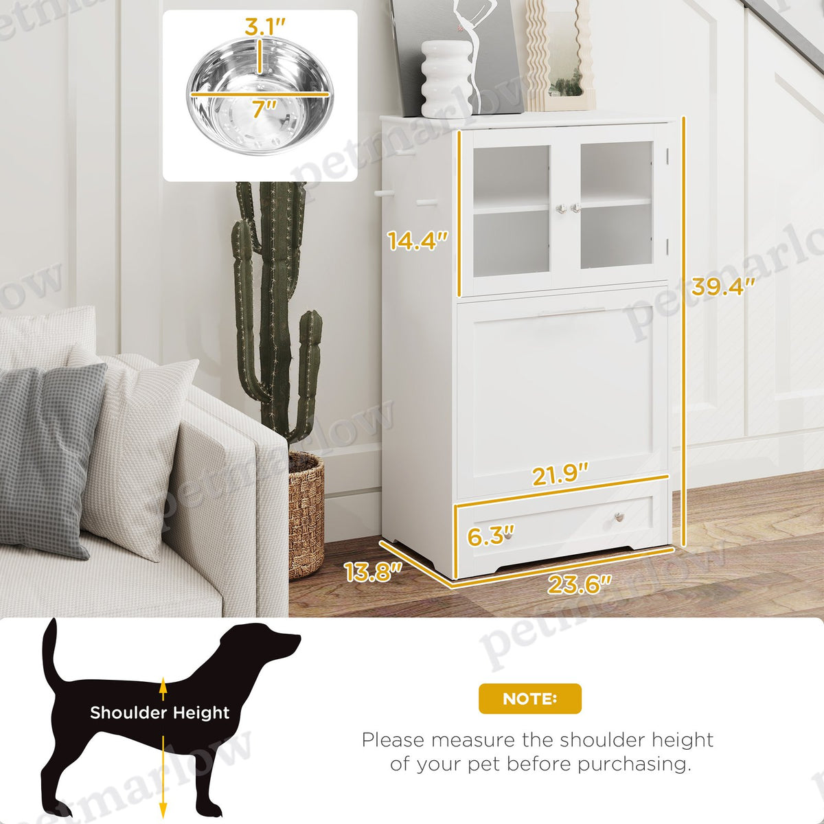 Dog Feeding Station with Storage Cabinets and Bowls – view 6