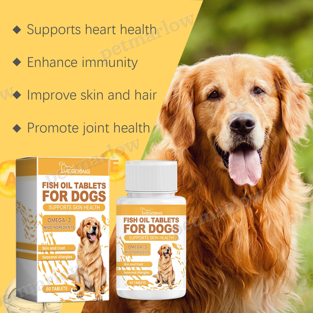 Dog Fish Oil Chewable Tablets for Skin and Coat Health – view 5
