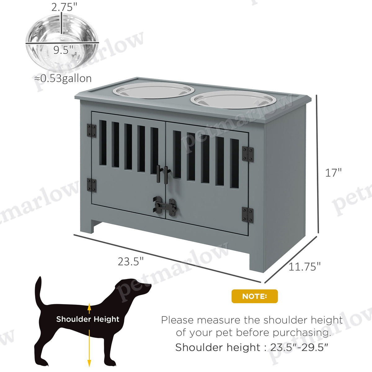 Dog Food Storage Cabinet with Bowls and Feeding Station – view 3