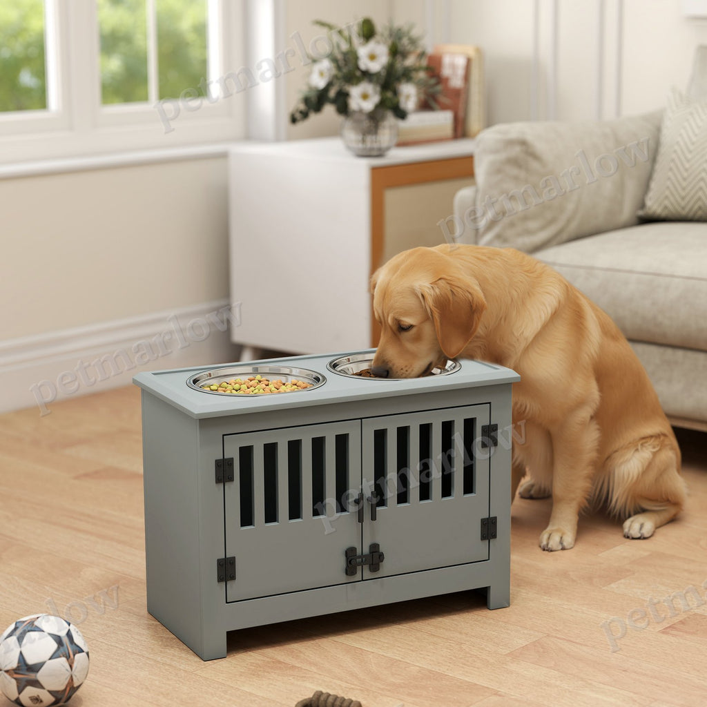 Dog Food Storage Cabinet with Bowls and Feeding Station – view 6