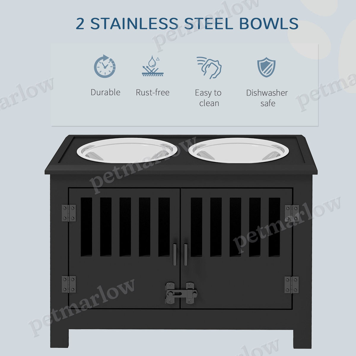 Dog Food Storage Cabinet with Bowls and Feeding Station – view 6