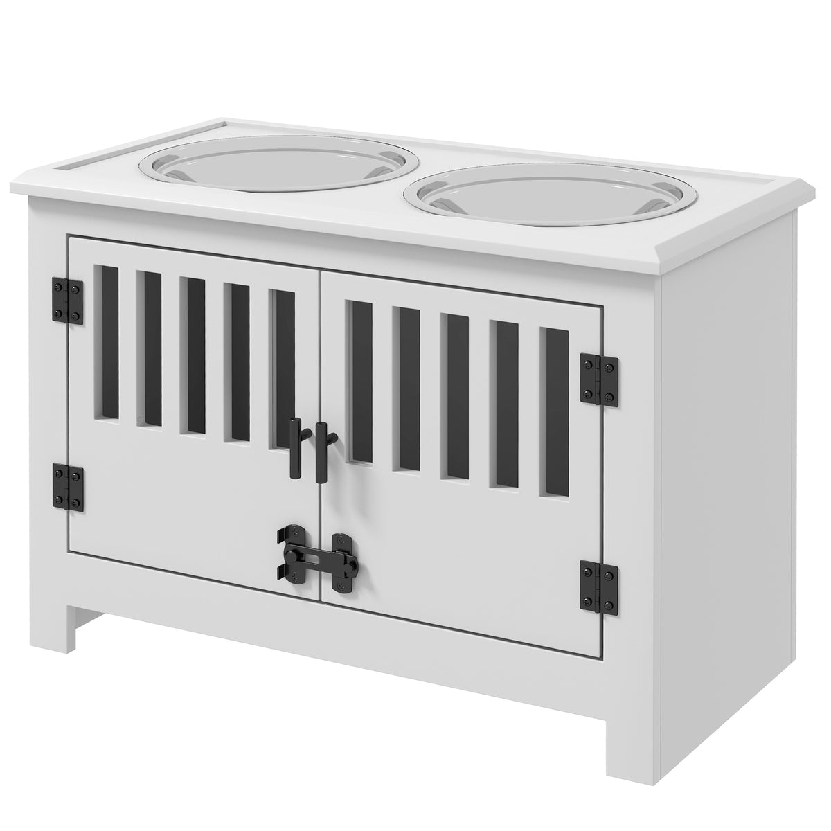 Dog Food Storage Cabinet with Bowls for Convenient Feeding – White / 680x460x160 mm