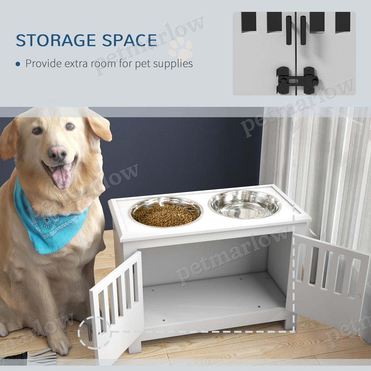 Dog Food Storage Cabinet with Bowls for Convenient Feeding – view 3