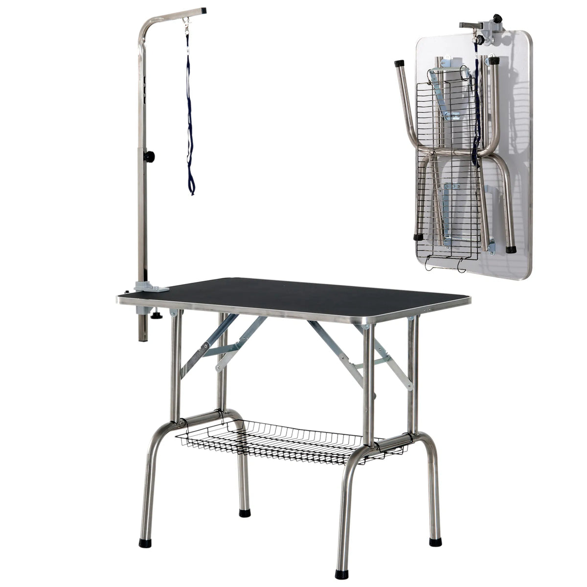 Dog Grooming Table with Adjustable Arm and Storage Shelf