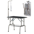 Dog Grooming Table with Adjustable Arm and Storage Shelf – Silver