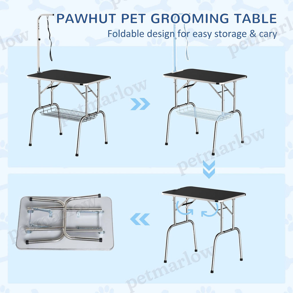 Dog Grooming Table with Adjustable Arm and Storage Shelf – view 3