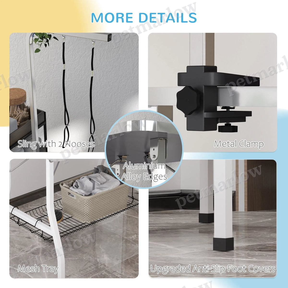 Dog Grooming Table with Adjustable Arm and Storage Shelf – view 4