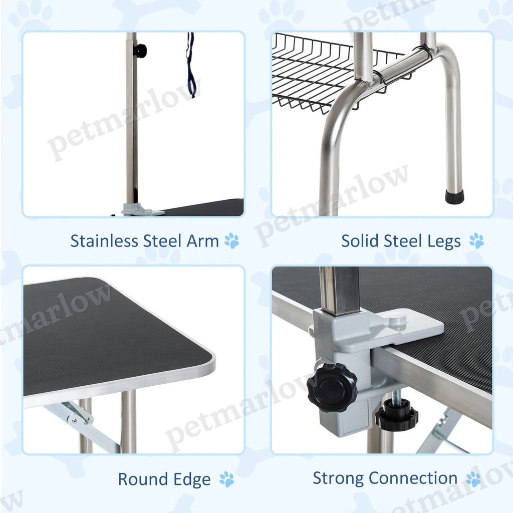Dog Grooming Table with Adjustable Arm and Storage Shelf – view 4