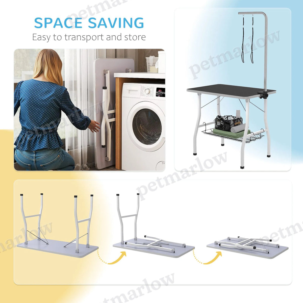 Dog Grooming Table with Adjustable Arm and Storage Shelf – view 5