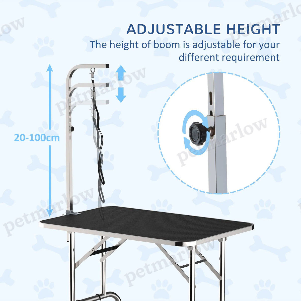 Dog Grooming Table with Adjustable Arm and Storage Shelf – view 5