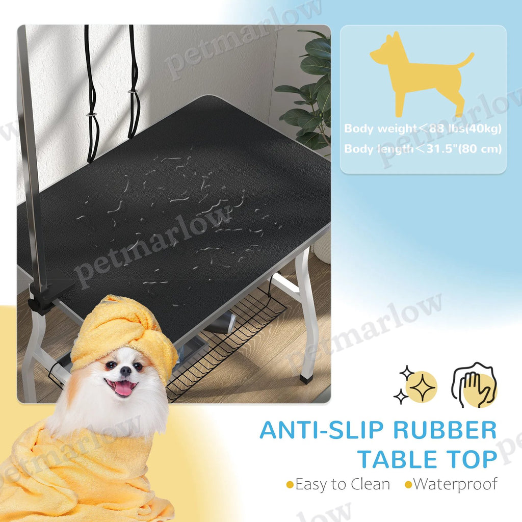 Dog Grooming Table with Adjustable Arm and Storage Shelf – view 6