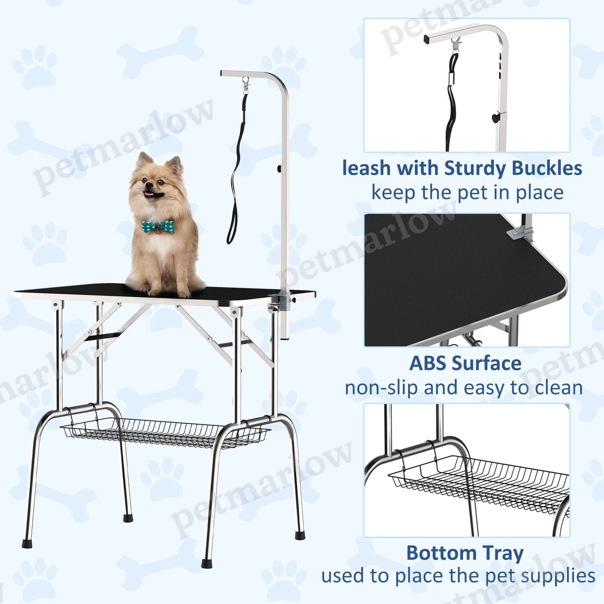 Dog Grooming Table with Adjustable Arm and Storage Shelf – view 6