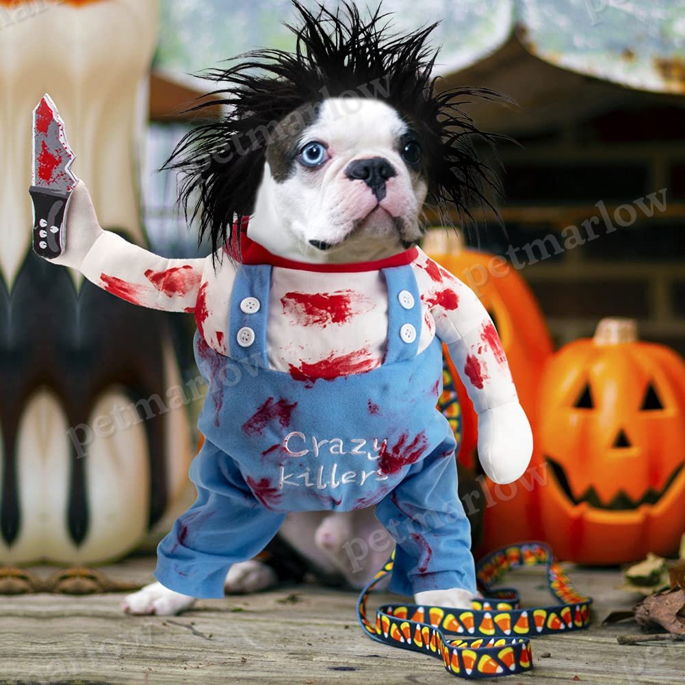 Dog Halloween Costume Dog Deadly Costume with Blood Knife – view 3