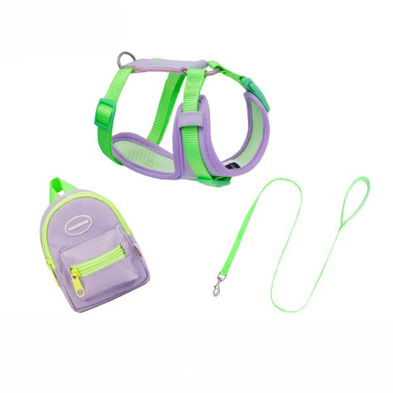 Dog Hand Holding Rope Chest Strap Suit Vest with Bag – Grass green / S-36-46CM