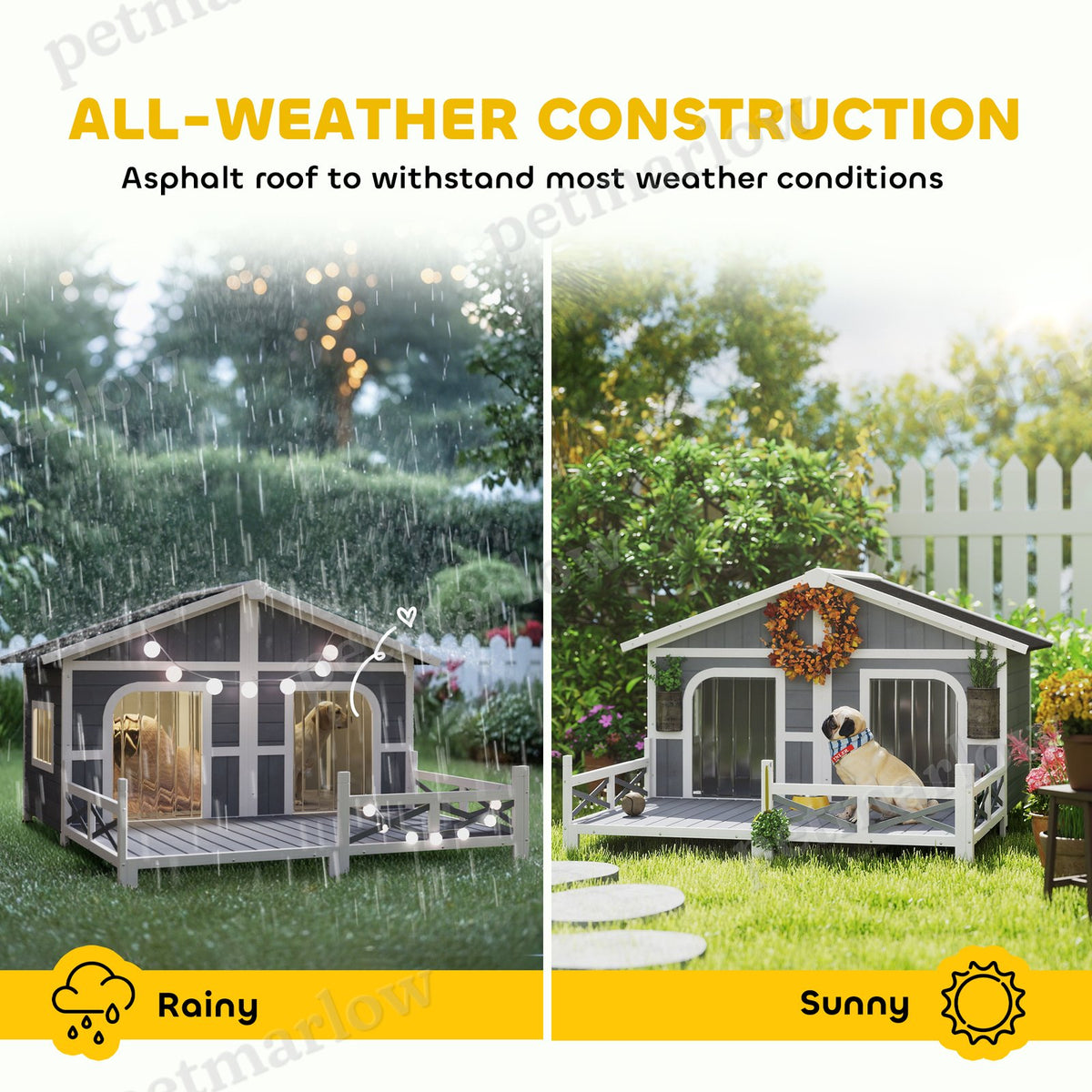 Wooden Dog House with Porch for Small to Medium Dogs – view 3