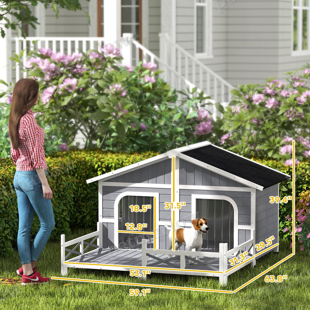 Wooden Dog House with Porch for Small to Medium Dogs – view 4