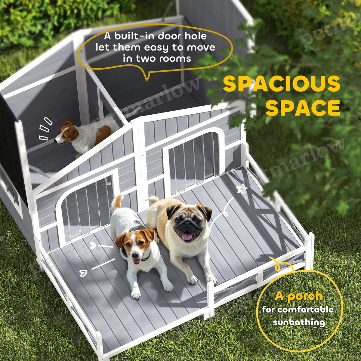 Wooden Dog House with Porch for Small to Medium Dogs – view 6
