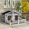 Dog House with Spacious Deck for Small to Medium Dogs – as picture