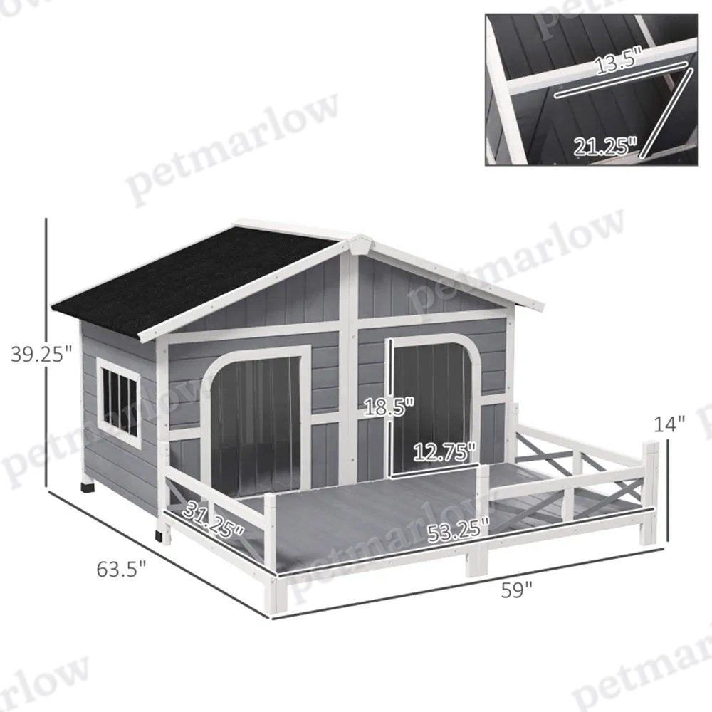 Dog House with Spacious Deck for Small to Medium Dogs – view 3