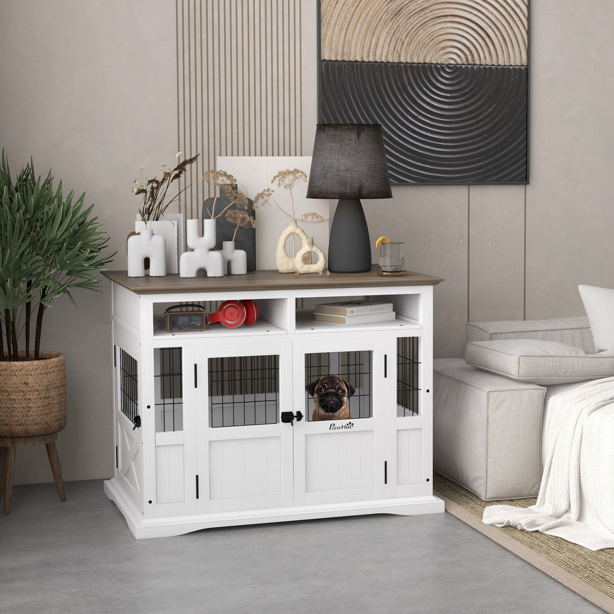 Dog Kennel Furniture Side Table with Storage for Small Dogs
