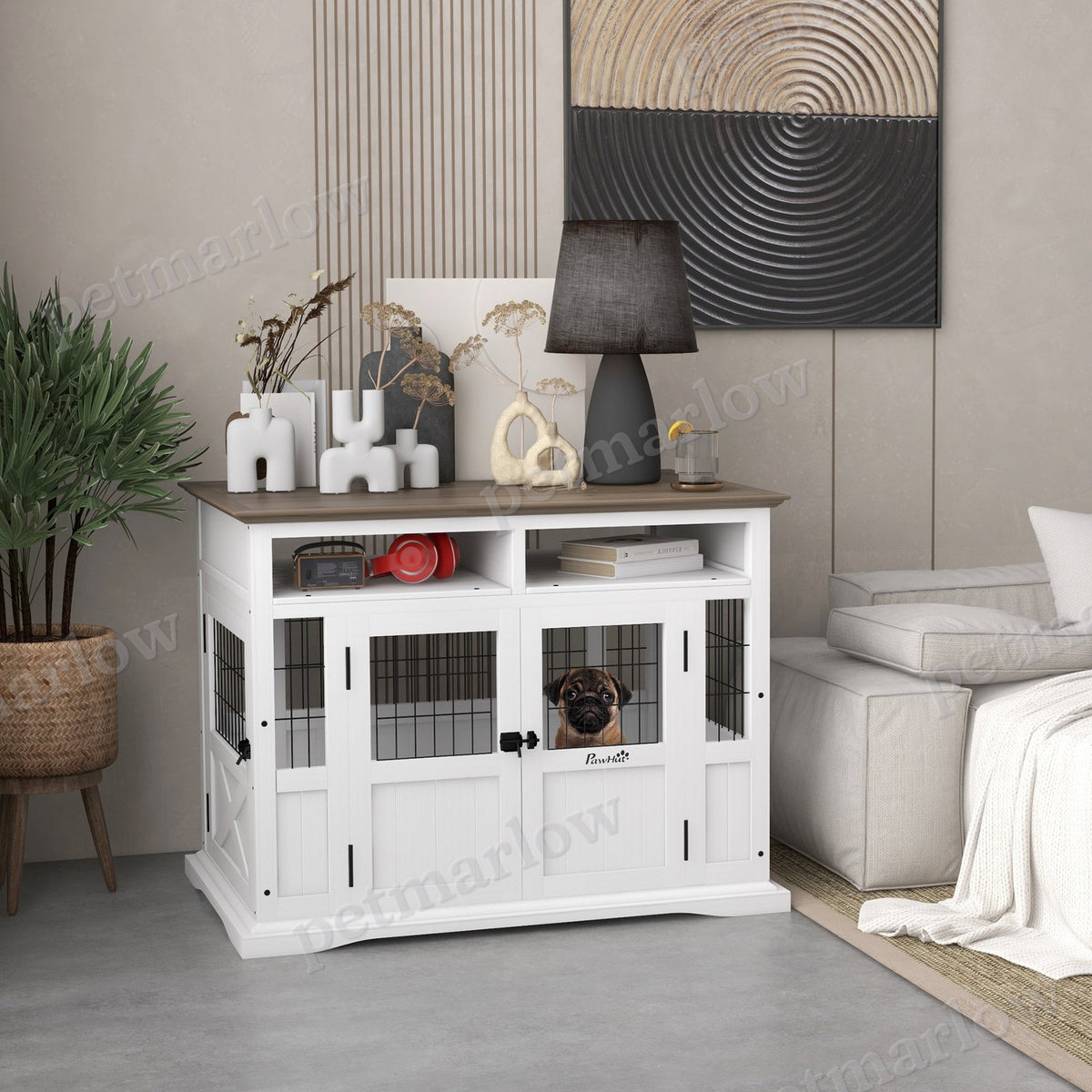 Dog Kennel Furniture Side Table with Storage for Small Dogs – view 3