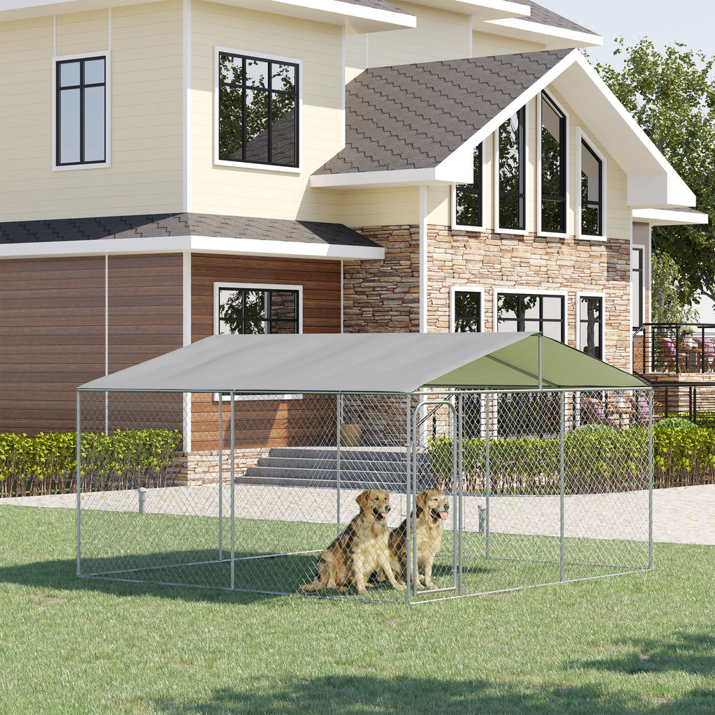 Dog Kennel Outdoor Dog Run with Canopy