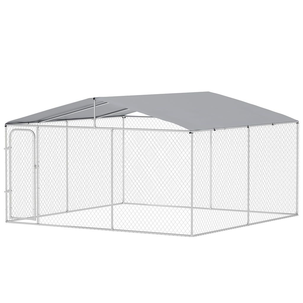 Dog Kennel Outdoor Dog Run with Canopy – Silver / 1735x410x120 mm