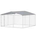 Dog Kennel Outdoor Dog Run with Canopy – Silver / 1735x410x120 mm