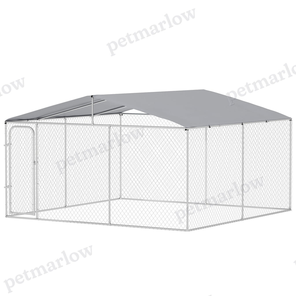 Dog Kennel Outdoor Dog Run with Canopy – Silver / 1735x410x120 mm